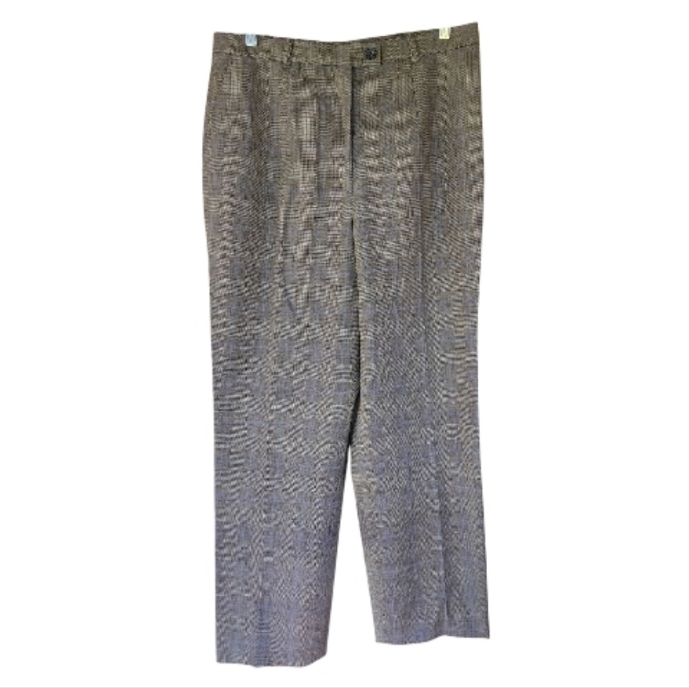 Louis Feraud Contraire Glenn Plaid Trousers Black Blue White Pockets Size 14